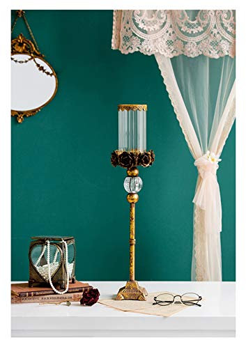 QINGGANGLING999 Candlestick Holders Vintage Rose Candle Holder Elegant Crystal Glass Candle Stand – Candlesticks Holder for Formal Events, Wedding, Church, Holiday Décor, Halloween Candle Stand