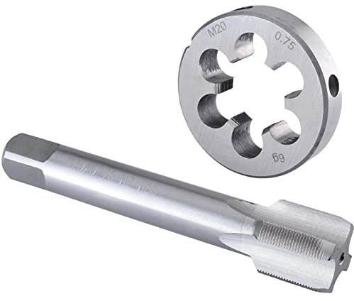 Burkit M20 x 0,75 Gewindebohrer und Schneideisen Set, M20 x 0,75 Maschinengewindebohrer und runde Schneideisen Rechtshänder