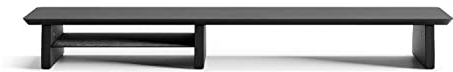Desk Shelf System Dual Monitor Stand Riser Wooden Desk Organiser - Black Wood, Medium | 91.5cm