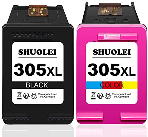 SHUOLEI 305 XL Patronen Kompatibel mit HP 305 XL 305XL Druckerpatronen Multipack für HP DeskJet 2710 2720 DeskJet Plus 4110 4120 HP Envy 6010 6020 6032 Envy Pro 6420 (2-Pack,Schwarz + Farbe)