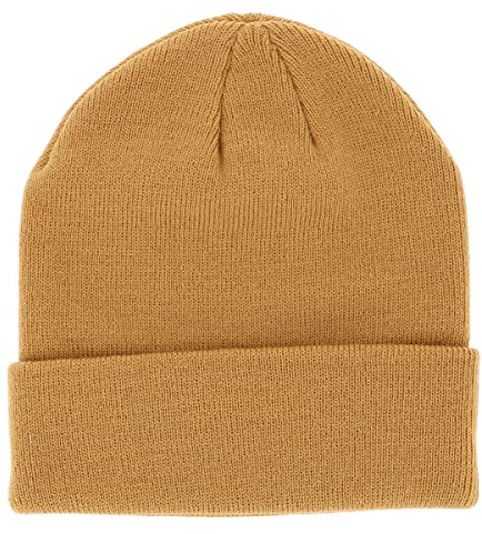 SHIPITNOW Senfgelb Herren oder Damen Wintermütze Einfarbig - Basic Strickmütze ohne Bommel - 100% Acryl Beanie- Einfaches und klassisches Mützen ohne Marke - Einheitsgröße