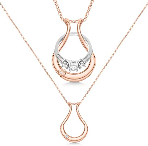 Emily C Original Patented s925 Rose Gold Ring Holder Necklace - Sterling Silver Necklace Ring Holder - Women & Men Wedding Ring Holder Necklace - Women & Men Engagement Ring Necklace Holder - Gift for