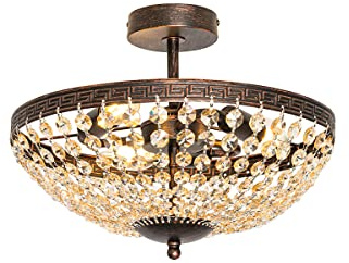 Qazqa classic-antique Deckenleuchte, Deckenlampe - Mondrian - Bronze, Rund, 3-flammig, 35cm, Ideal als Flur, Küche lampe, Schlafzimmerlampe und Wohnzimmerlampe