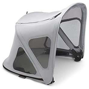 Bugaboo Capota ventilada Fox y Cameleon, extensible para una protección adicional y una protección solar óptima, repelente al agua, Misty Grey