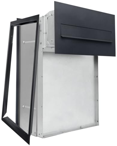 Mauerdurchwurf Briefkasten PN620 Tiefe 190-260mm Antrazit + Maske schwarz