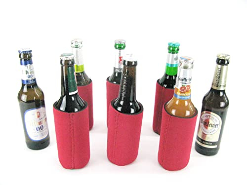 asiahouse24 4X Bierkühler für 0,33L Flaschen in Rot. Getränkekühler- Flaschenkühler für alle genormten Bierflaschen aus 5mm dicken Neopren für Beste Kühlung - Qualitätskühler (0,33L, Rot, 4)