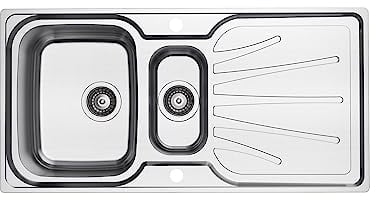 RUMO Coruna Premium 1.0 Bowl Stainless Steel Kitchen Sink Reversible with Drainer One Single Bowl 1000 x 500mm Inset with Large deep Bowl Includes Waste Kit Warranty