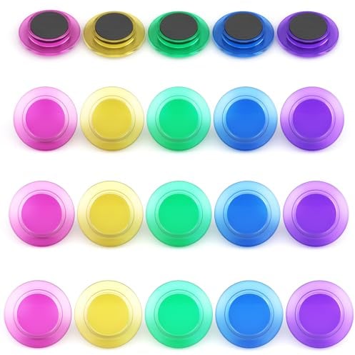 FINDMAG 20Pack Colorful Fridge Magnets, Transparent Magnets Small Strong Magnet, Round Whiteboard Magnet Decorative Magnet for Crafts, Funny Magnets for Whiteboard Locker Gift