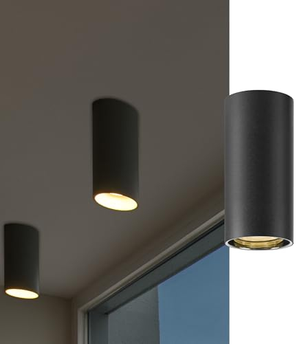 SLV ASTO TUBE |Deckenleuchte, Aufbauleuchte, Innenbeleuchtung für Wohnzimmer, Schlafzimmer, Küche, Diele, Kinderzimmer | Aluminium, zylindrisch, max. 1x10W, schwarz