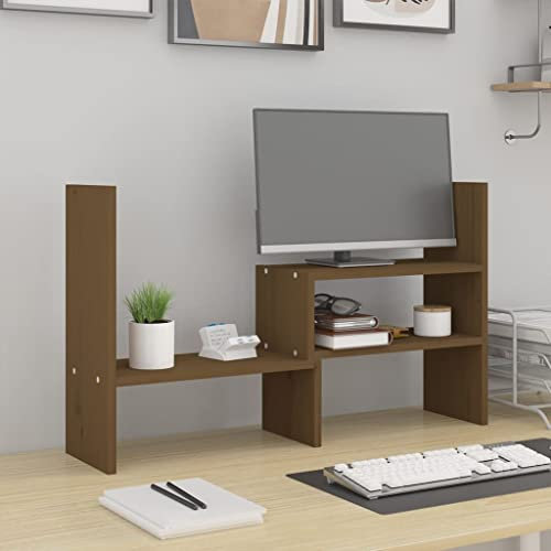 vidaXL Monitorständer Honigbraun (39-72) x17x43 cm Massivholz Kiefer