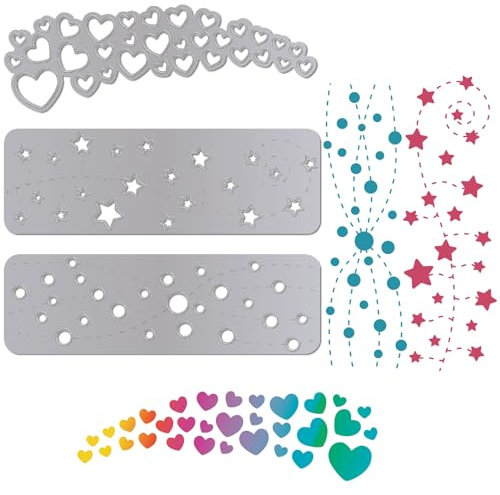 craspire 3 Stile Stern-Herz-Blasen-Stanzschablonen, Fleckige Linie, Hintergrund, Metall-Stanzformen, Rahmen-Sets, Prägevorlage Für DIY-Sammelalbum, Album, Fotopapier, Grußkarten, Basteldekoration