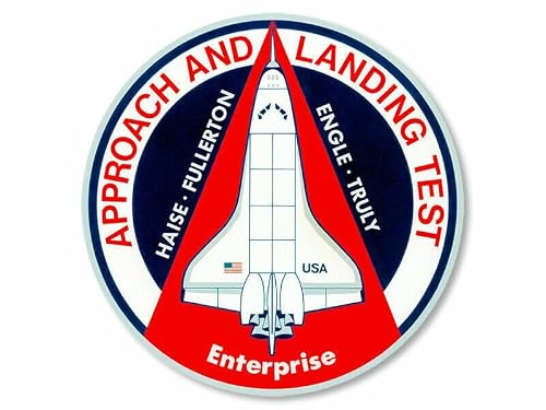 Nasa Enterprise Approach Space Shuttle F846 Abzeichen-Aufkleber 11 cm | Weitere Originalbegriffe: Landing Test; Selbstklebende Folie; wetterfest, UV- und waschanlagenbeständig