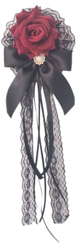 jojofuny Haarspange Mit Roten Blumen Haarspange Mit Rosenschleife Haarblumen Lolita Haarschleife Haarschmuck Rosafarbene Haarschleife Gothic-lolita-kopfschmuck Stoff Handgemacht Gotisch
