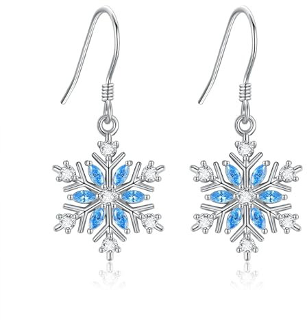 Schneeflocken Ohrringe 925 Sterling Silber Schneeflocken Ohrhänger Weihanchten Schneeflocken OhrMuttertag Schmuck Geschenk für Damen