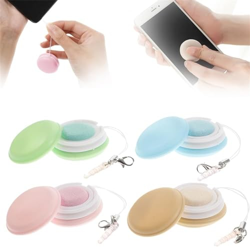 Lot de 4 lingettes nettoyantes pour écran de téléphone portable Macaron 2024 - Balles de nettoyage pour écran de téléphones, ordinateurs portables, tablettes