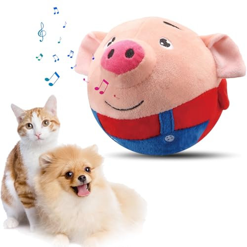Active Moving Pet Plush Toy, Jouet en Peluche Animé pour Animaux de Compagnie, Jouet de Balle Rebondissante pour Chiens, Jouet électronique de Chien en Peluche de Dessin Animé Lavable Interactif (A)