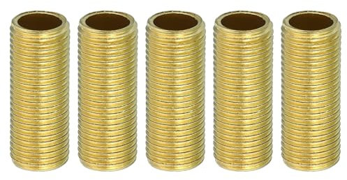 PATIKIL M10 Fine Thread Lamp Pipe, 5 Pack 25mm Threaded Hollow Tube Adapter Brass Coupler Connector Pipe Fitting