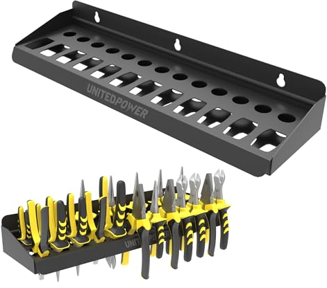 UNITEDPOWER Pliers Holder, Wall Mount Storage Rack Organizer for Workshop, Shed, Garage, Home, Stores up to 12 Pliers or Small Tools, GW-POH01A