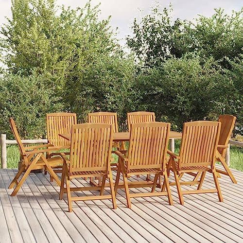 Festnight Gartenmöbel Set Gartentisch mit Stühlen Set 8 Personen Sitzgruppe Garten Essgruppe Holz Gartentisch Set mit 8 Stühlen Klappbar Gartengarnitur Sitzgarnitur Esstisch Massivholz Teak