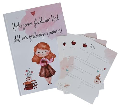 DIY Abschiedsbuch für Erzieherinnen zum Ausfüllen | Geschenkidee zum selberausfüllen Erinnerungsbuch mit Ausfüllkarten | Abschiedsgeschenk Erzieherin Kindergarten