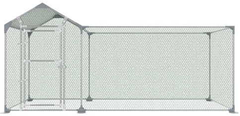 VA-Cerulean 3x1m Hühnerstall, Freilaufgehege Kaninchen aus Verzinkter Stahl, Voliere Outdoor Wachtelstall mit Tür und PE Schatten Plane für Hühner Kleintiere, 3 m²