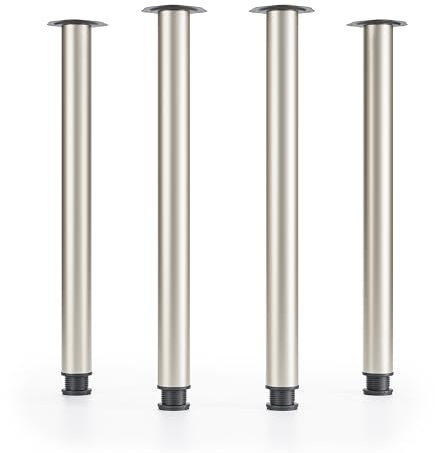 ATM® 4X verstellbare tischbeine | Höhe 710 mm | Höhenverstellbar | Ø 60 mm | Schreibtischbeine Möbelbeine Tischfüße | Tragkraft bis 75Kg je Fuß (Satin)