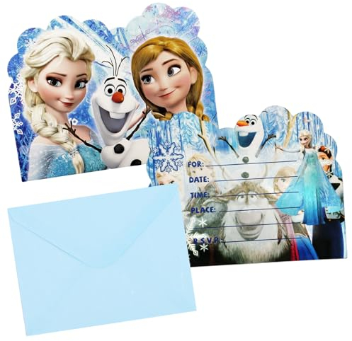 Wirhaut Einladungskarten 10 Stück Frozen Einladungskarten Kindergeburtstag, Einladungskarten Geburtstag mit Umschlägen, Anime Thematisch Partyeinladungen, Geburtstagseinladungen für Jungen Mädchen