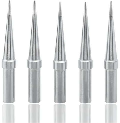 Treki Lötspitze, 0,4 mm, ETS Lötspitze, konisch, Kupfer, vernickelt, Lötspitzen, für Weller WESD51 WES51 WES50, 5 Stück