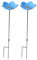 DIVCHI Bird Feeders Free Standing Flower Birds Feeding Station | Garden | Outdoor | Pole | Decorative | Wild Bird | Seed | Nut | Water | Bowl | Bath | Dish (Pack of 2) (Blue)