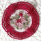 SYSUII 4 Stück Spitzendeckchen Spitze Untersetzer -Rund Vintage Spitze Tischsets Gestrickte Tischdecke Blumen Kleine Tischläufer Handarbeit Deckchen für Küche,Esszimmer Hochzeit Teeparty-Rot