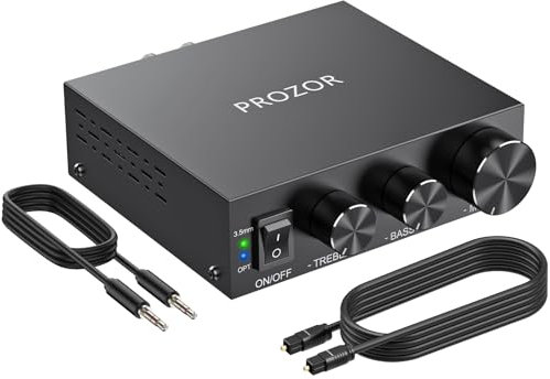 PROZOR Leistungsverstärker Desktop Verstärker 100 W + 100 W Audio Regallautsprecher-Verstärker Mit Bass-, Höhen- und Lautstärkeregulierung Für PC, HDTV und Latop