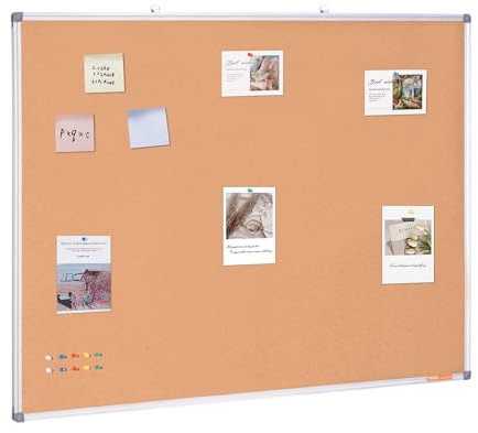 VEVOR Korkboard 120 x 90 cm, Memoboard Pinnwand aus Aluminiumrahmen, 116 x 86 cm Nutzbare Panelgröße, Horizontale oder Vertikale Installation, Ideal für Schule, Zuhause, Büro