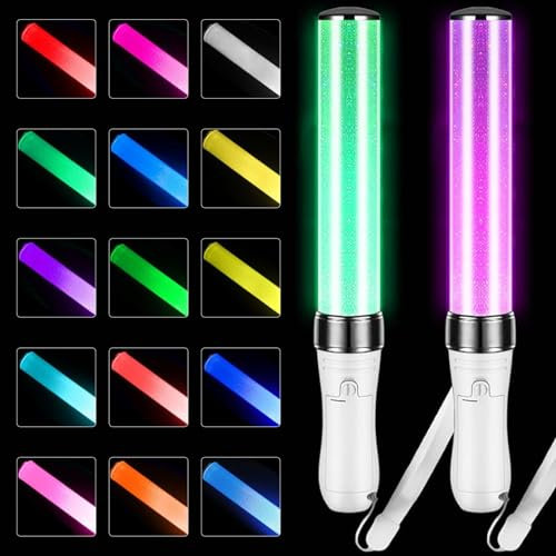 MeYuxg Leuchtstäbe Led, 2 stück Leuchtstäbe Hochzeit, Knicklichter Kinder mit 15 Farbmodi, Knicklichter Party Set, Konzert Accessoires, Party Gadgets, Glow Sticks Party Zubehör,Wiederverwendbar