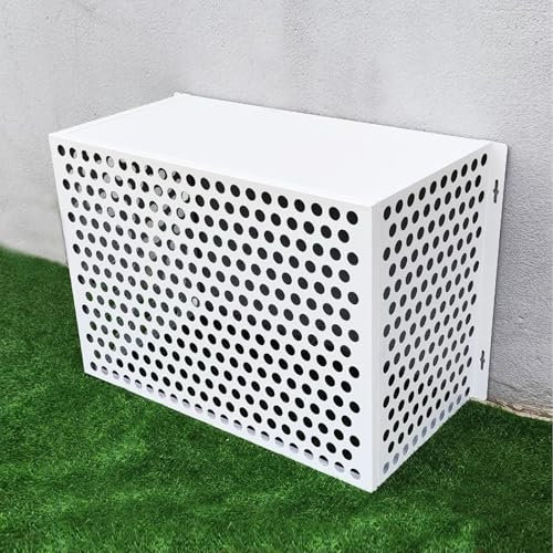 Klimaanlage Abdeckung Wärmepumpe Abdeckung Abdeckung der Außenklimaanlage, Allwetter-Schutzabdeckung der Zentralen Klimaanlage aus Aluminium for Außengeräte, Freistehendes Gehäuse zur Abdeck(110x56x80