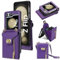 Custodia a portafoglio per Samsung Galaxy Z Flip 4, custodia a portafoglio in pelle opaca con cerniera e tracolla staccabile design fibbia - viola