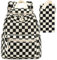 LEDAOU Mini-Rucksack-Set, modische Büchertaschen mit Geldbörse, Rucksack, Geldbörse, Set für Damen, Teenager, Schule, Reisetasche, Schwarz/Weiß kariert, 2 Stück + Geldbörse