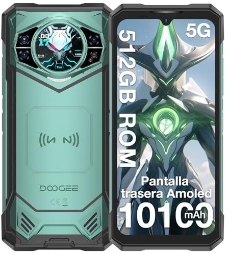 DOOGEE S200 X Telefono Movil Resistente 5G, 32GB RAM+512GB ROM(2TB) DDR5,10100mAh,100MP+20MP Visión Nocturn 6.72”FHD+120Hz Movil Irrompible Android 14 Pantalla Trasera AMOLED de 1,32/WIFI6/Huella/NFC