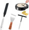 BORISCA 3 Stück Crepes Zubehör Set, Crepes Verteiler und Spatel Edelstahl mit Holzgriff, Crepes Maker Zubehör Edelstahl 304 Crepes Wender Edelstahl Pfannkuchenwender, T- Form Teigverteiler für Crepes