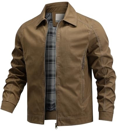 Allthemen Veste en Coton Rétro Homme Blouson Transition Bomber Uni Jacket