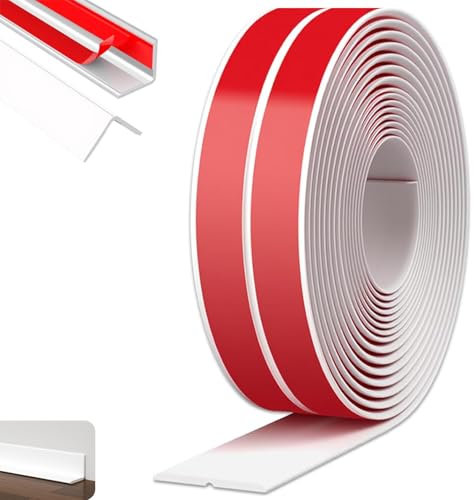 Jyvex Protection des bords autocollante blanche, 2 cm x 10 m, plinthe souple flexible, protection de bord de porte pour portes de chambre, rouleau étanche, facile à découper, idéal pour portes