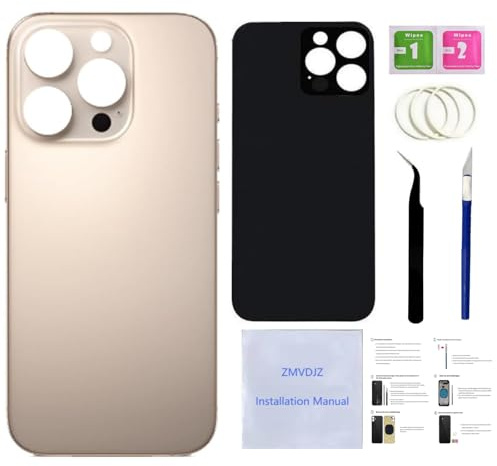 16 Pro Max Back Glass Replacement for iPhone 16 Pro Max Back Cover Glass (Desert Titanium, 17.5 cm) with Pre-Installed Tape + Installation Instruction + Repair Tools (Desert Titanium)