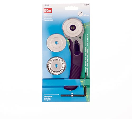 Prym 611368-Taglierina Rotante Multi con 3 Lame da 45 mm, Inox, Colore: Viola Rotary Cutter, Acciaio Inossidabile Plastica, Blue, Purple, Silver