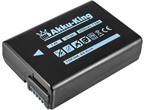 Akku-King Akku kompatibel mit Nikon EN-EL14, EN-EL14a - Li-Ion 1030mAh - für D3100, D3200, D3300, D3400, D5100, D5200, D5300, D5500, P7000, P7100, P7700