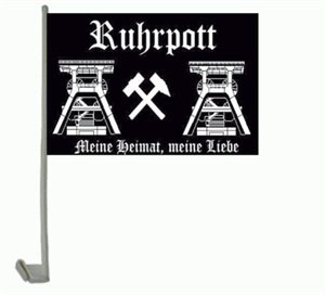 FRIP –Versand Ruhrpott schwarz AUTOFAHNE Meine Heimat Meine Liebe 30x45cm Fahne Flagge
