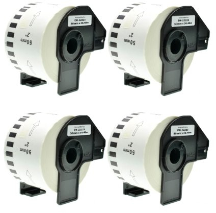Logic-Seek 4X Endlos-Etikett kompatibel für Brother DK22223 50mm x 30,48m P-Touch QL-1050 1060N 500 550 560 570 580 700 500 A BS BW 560 VP YX 580N 650TD 710W 720NW