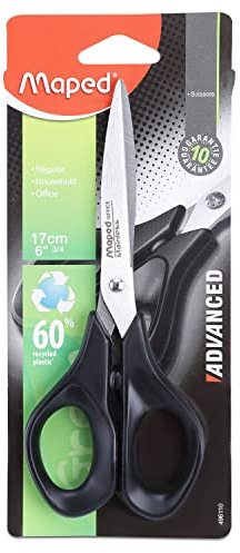 Maped M496110 - Schere Advanced Green symmetrisch, 17 cm, schwarz