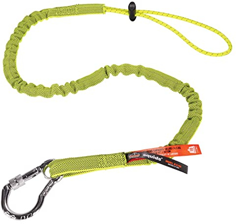 Ergodyne Squids 3100 Tool Lanyard with Single Carabiner and Adjustable Loop End, Standard Length, Lime