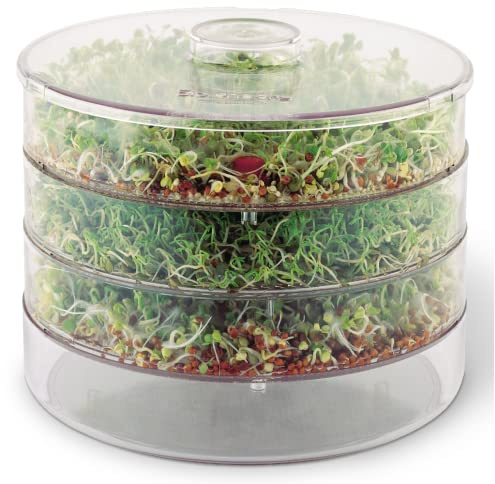 Germinator Rapunzel BioSnacky Large 3-tiers | Consistent Supply of Sprouts | Dishwasher Safe | Approx. 20.5x15cm