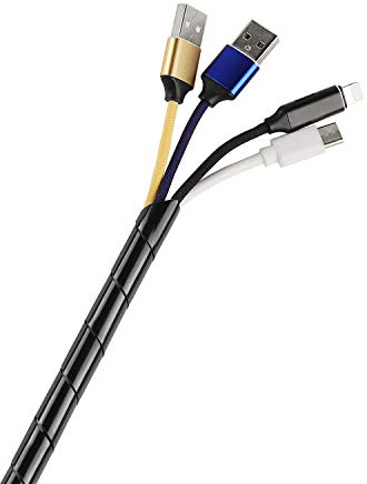 TPFNet Spiral Kabelschlauch 6-60mm Durchmesser, Kabel Organizer, Kabel verstecken, Kabel Kanal, Kabelkanal Schutz Kabelhülle, Kabelschutzschlauch Schwarz, 10m