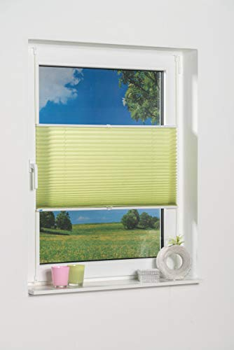 K-home 665634-11 Klemmfix-Plissee Grün 80 x 210 cm (B x L) Lichtschutz +++ Moderne Crushed Optik +++